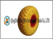 11 Inch Solid PU Flat Cart Wheel with Spoke Color